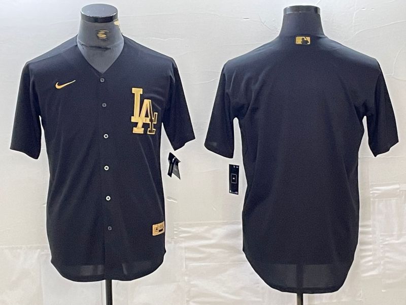 Men Los Angeles Dodgers Blank Black gold 4 th generation Nike 2024 MLB Jersey style 1